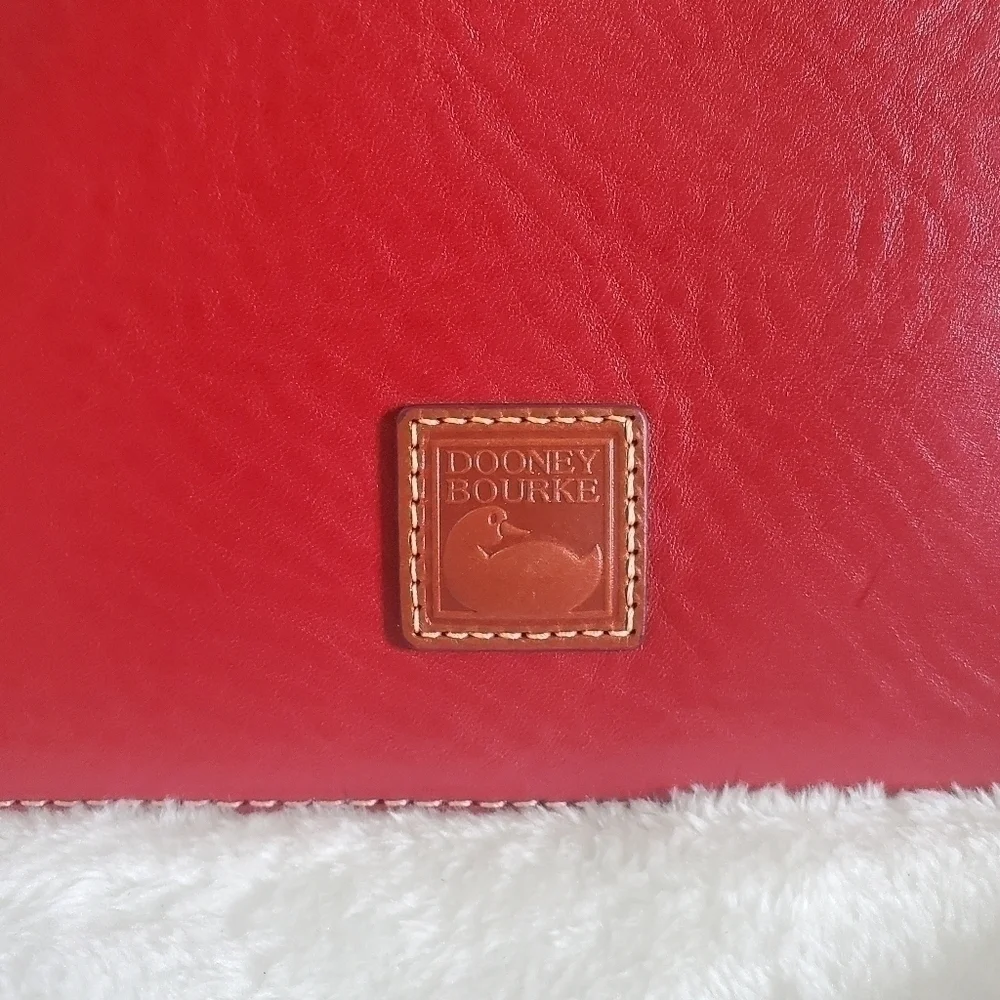 Dooney & Bourke Deep Red Leather Slim Square Messenger Crossbody Bag Purse